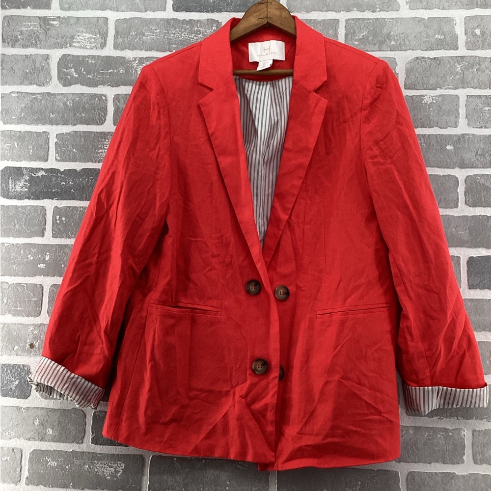 Halston Linen Blend Red blazer size large
